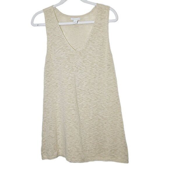 Tweeds Women's Beige Knit Sleeveless V-Neck Top L‎ - Picture 1 of 7
